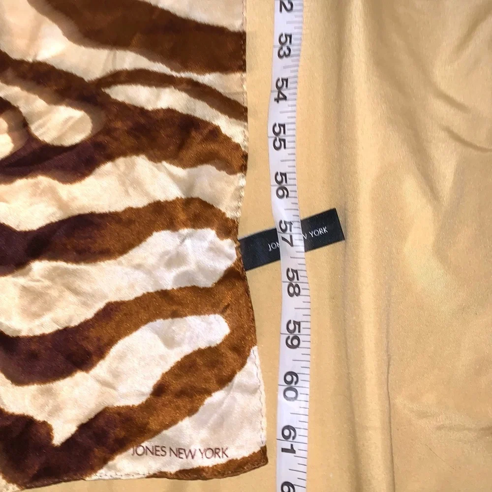 Vintage Brown Zebra print 100% Silk Scarf 14”X 61” Large